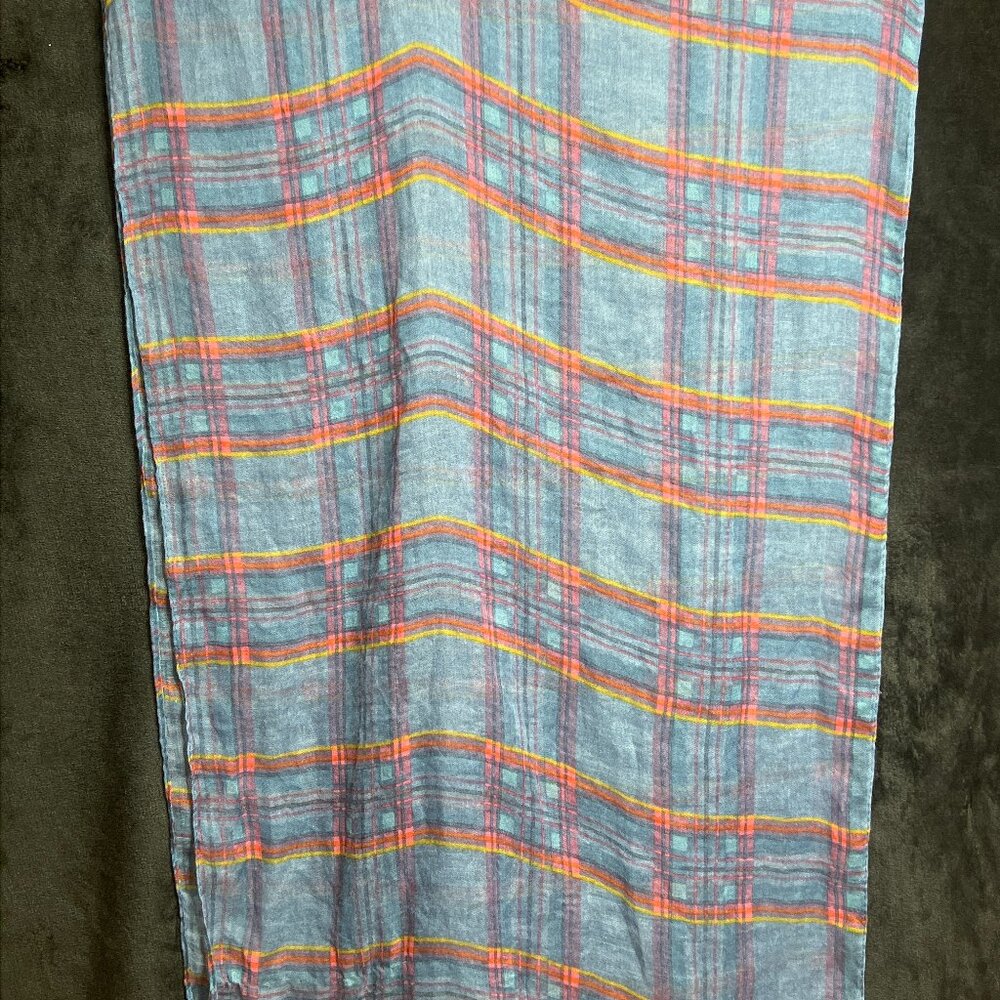Pre-Owned Sheer Plaid Infinity Scarf 36x22 Circle Loop 100% Polyester RN98185